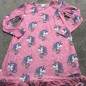 The Children's Place Pink and White Nightgown with Unicorn Print